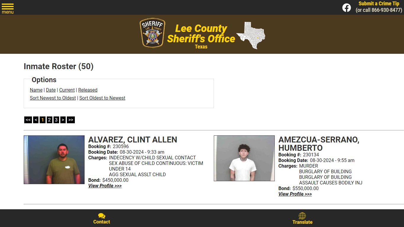 Inmate Roster - Current Inmates Booking Date Ascending - Lee County ...