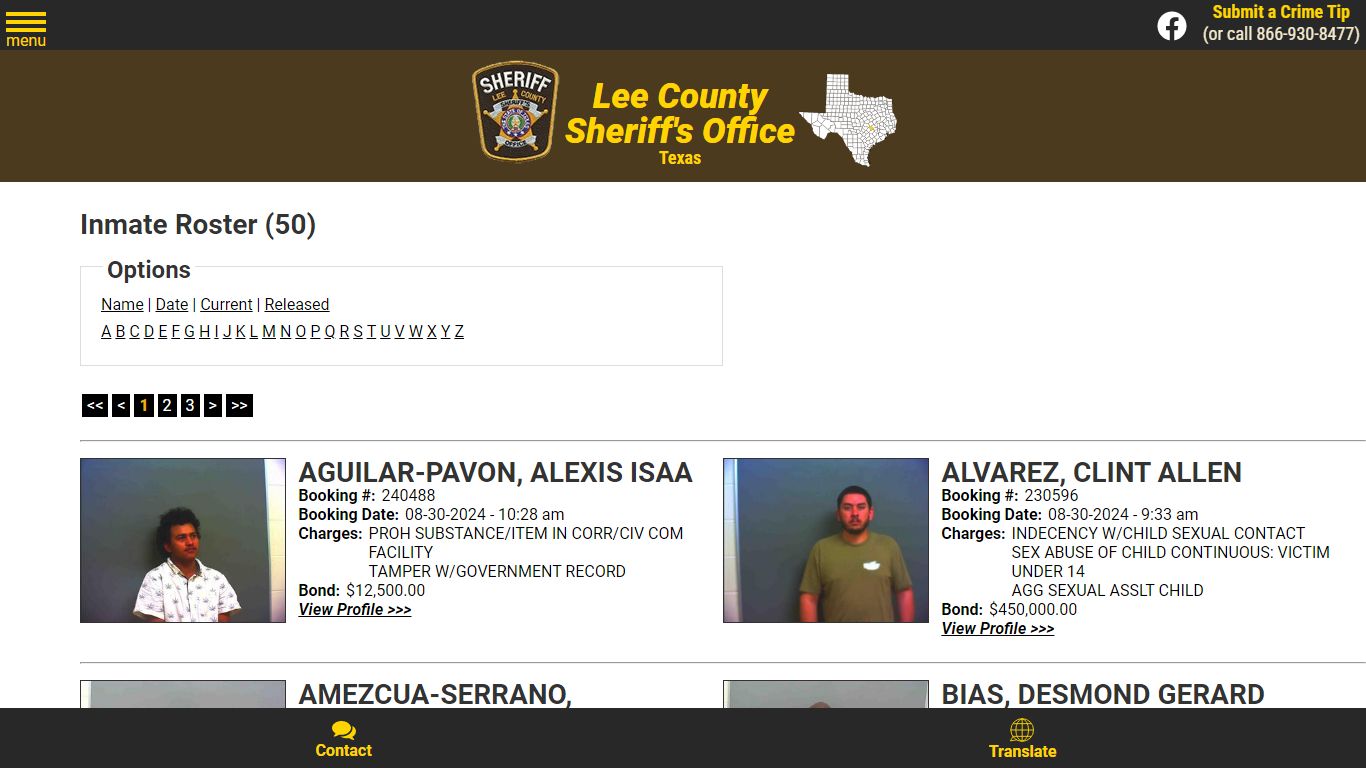 Inmate Roster - Current Inmates - Lee County Sheriff TX