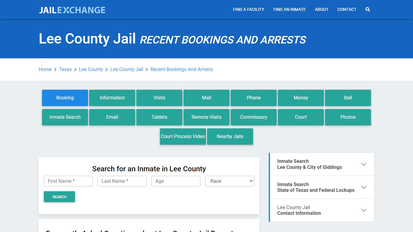 Lee County Jail Recent Bookings And Arrests - Jail Exchange